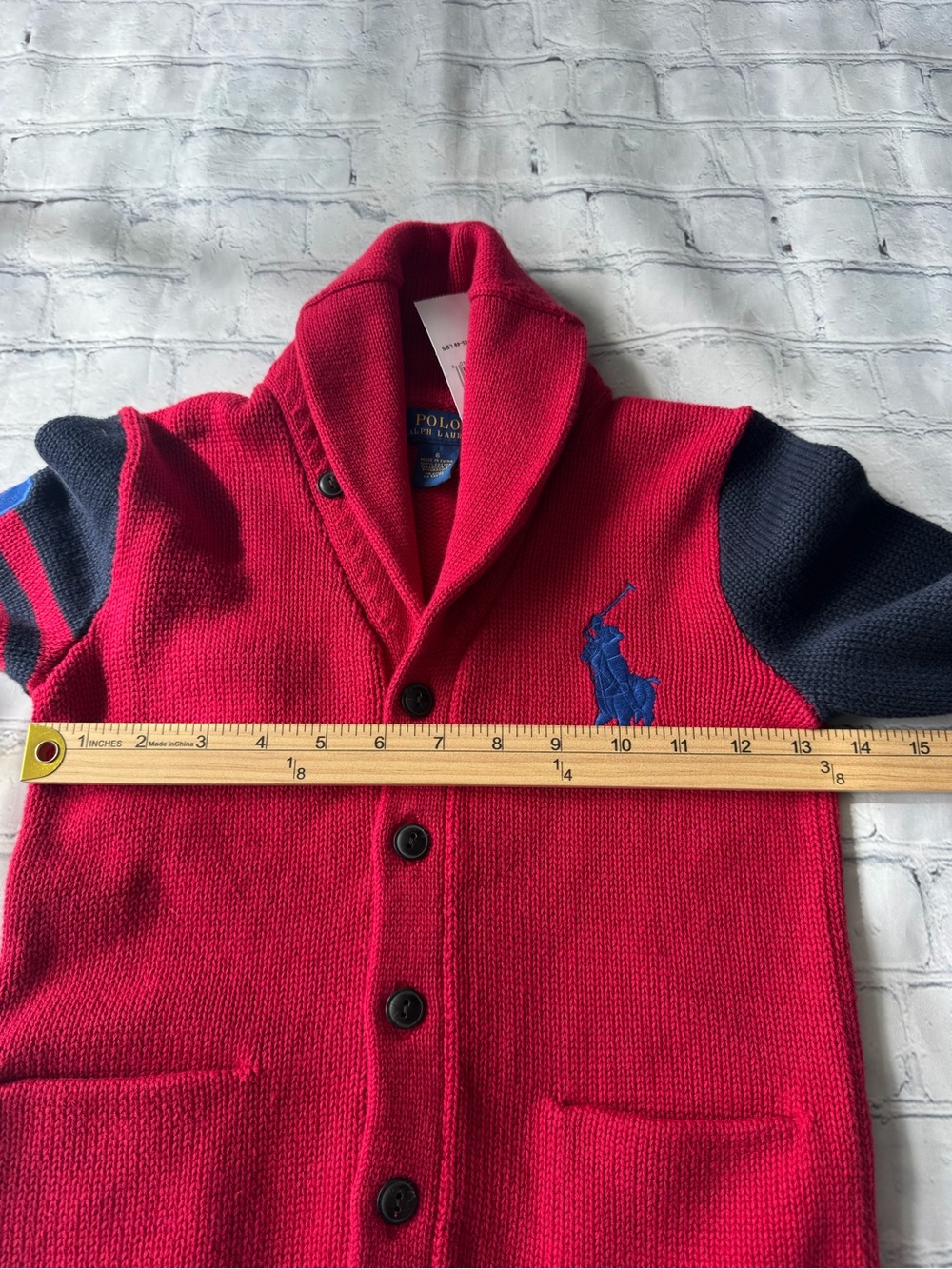 ✅ NWT Polo Ralph Lauren Red & Navy Boys Cardigan with Pony Logo size 6 - Picture 8 of 8